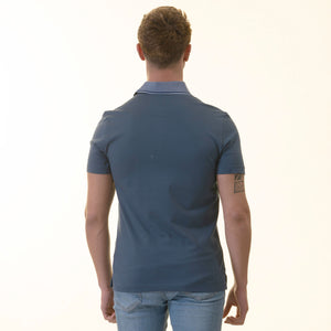 Blue inside Squaral Mens Slim Fit Polo Shirts - 100% Soft Cotton - Tailored Comfortable Fit