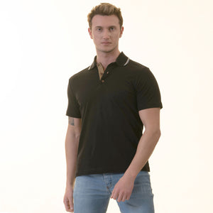 Black inside Honeycomb Mens Slim Fit Polo Shirts - 100% Soft Cotton - Tailored Comfortable Fit