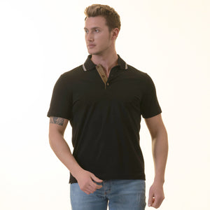 Black inside Honeycomb Mens Slim Fit Polo Shirts - 100% Soft Cotton - Tailored Comfortable Fit