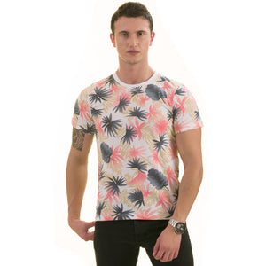 Gray Beige Laves Hawaiian European Made Premium Quality T-Shirt - Crew Neck Short Sleeve T-Shirts