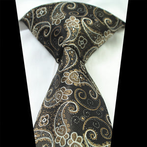 Celino Men's Neck Tie Premium European Made with Gift Box[Brown Gold Paisley]