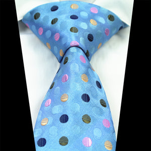 Celino Blue Polka Dots 100% Woven Silk Tie for Men Necktie Premium Turkey Made
