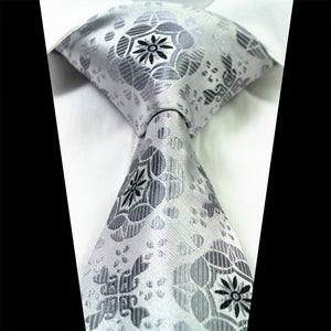 Celino Grey & Silver 100% Woven Silk Tie for Men Necktie Premium Turkey Made