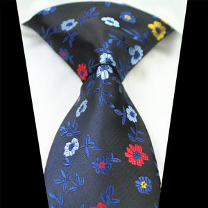 Celino Dark Blue Floral 100% Woven Silk Tie for Men Necktie Premium Turkey Made