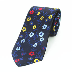 Celino Dark Blue Floral 100% Woven Silk Tie for Men Necktie Premium Turkey Made