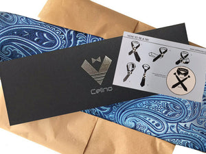 Celino Men's Neck Tie Premium European Made with Gift Box[Blue Paisley]