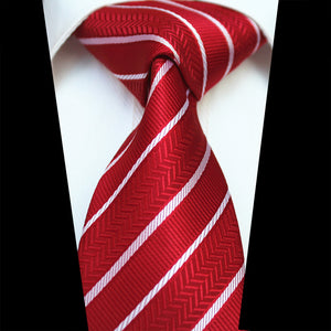 Celino Red White Lines 100% Woven Silk Tie for Men Necktie Premium Turkey Made