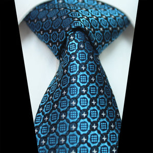 Celino Black and White 100% Woven Silk Tie for Men Necktie Premium Turkey Made