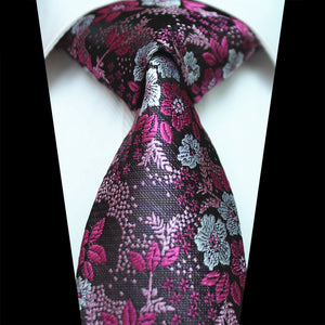 Celino Purple Pink Floral 100% Woven Silk Men's Tie Necktie Premium Turkey Made