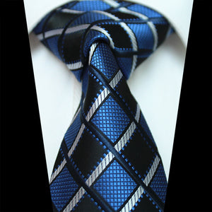 Celino Blue Checkered 100% Woven Silk Men's Tie Necktie Premium Turkey Made