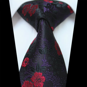 Celino Black Colorful Floral 100% Woven Silk Tie for Men Necktie Turkey Made
