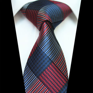 Celino Red Blue Check 100% Woven Silk Men's Tie Necktie Premium Turkey Made