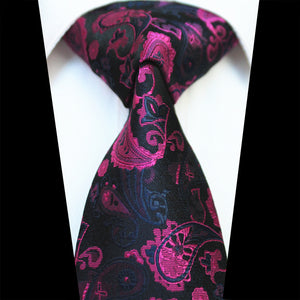 Celino Black Pink Paisley 100% Woven Silk Men's Tie Necktie Premium Turkey Made