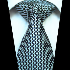 Celino Black and White 100% Woven Silk Tie for Men Necktie Premium Turkey Made
