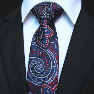Celino Men's Neck Tie Premium European Made with Gift Box[Navy Blue Red Paisley]