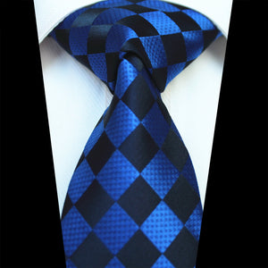 Celino Black Blue Checkers 100% Woven Silk Men's Tie Necktie Premium Turkey Made