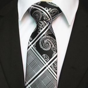 Celino Men's Neck Tie Premium European Made with Gift Box[Black White Paisley]