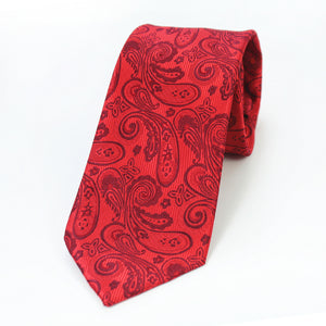 Celino Red Paisley 100% Woven Silk Tie for Men Necktie Premium Turkey Made
