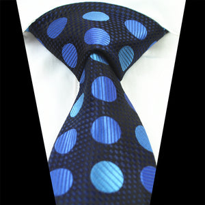 Celino Metalic Blue Circles 100% Woven Silk Tie for Men Necktie Turkey Made