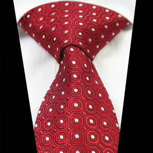 Celino Red White Dots 100% Woven Silk Men's Tie Necktie Premium Turkey Made