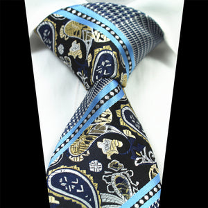 Celino Turquoise Blue Floral 100% Woven Silk Tie for Men Necktie Turkey Made