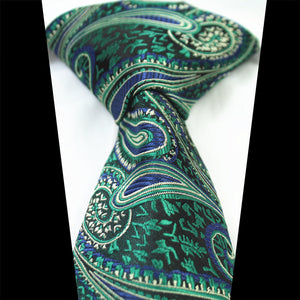 Celino Men's Neck Tie Premium European Made with Gift Box[Metalic Green Paisley]