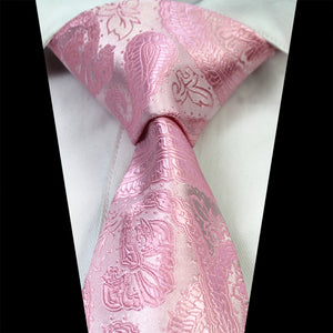 Celino Metalic Pink Paisley 100% Woven Silk Tie for Men Necktie Turkey Made