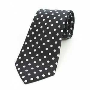 Celino Black White Polka Dot 100% Woven Silk Tie for Men Necktie Turkey Made