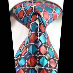Celino Multi Color Check 100% Woven Silk Men's Tie Necktie Premium Turkey Made