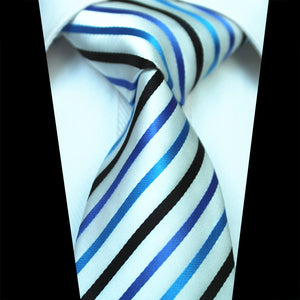 Celino White Colorful Lines 100% Woven Silk Tie for Men Necktie Turkey Made