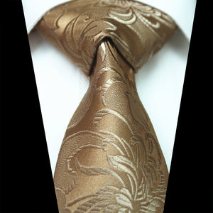 Celino Men's Neck Tie Premium European Made with Gift Box[Gold Floral]