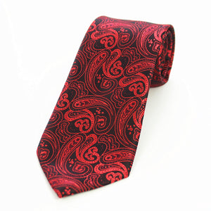 Celino Red Black Paisley 100% Woven Silk Men's Tie Necktie Premium Turkey Made