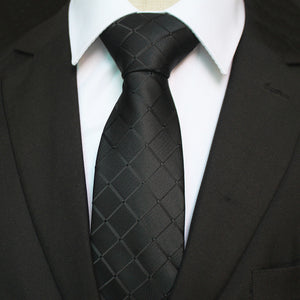 Celino Men's Neck Tie Premium European Made with Gift Box[Solid Black Check]