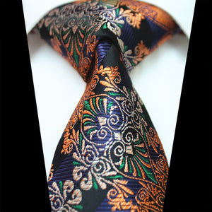 Celino Metalic Orange & Purple 100% Woven Silk Tie for Men Necktie Turkey Made