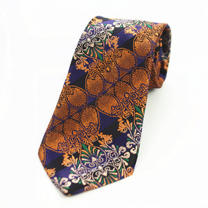 Celino Metalic Orange & Purple 100% Woven Silk Tie for Men Necktie Turkey Made