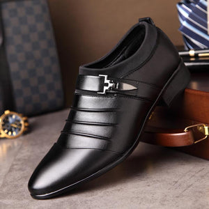 Black Pointy Toe Mens Premium Leather Designer Dress Shoes - Perfect for Formal & Casual Wear