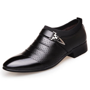 Black Pointy Toe Mens Premium Leather Designer Dress Shoes - Perfect for Formal & Casual Wear