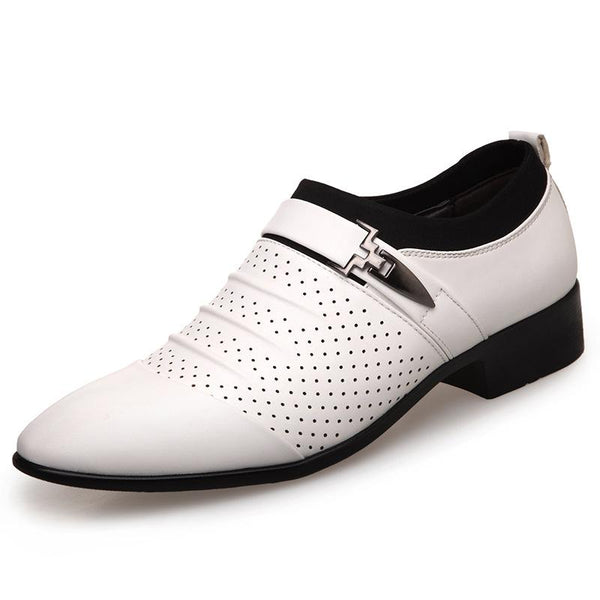 White Pointy Toe Mens Premium Leather Designer Dress Shoes - Perfect