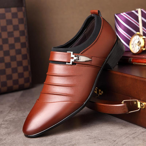 Caramel Brown Pointy Toe Mens Premium Leather Designer Dress Shoes