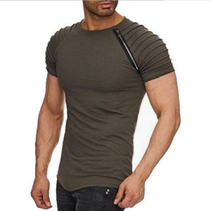Olive Green Soft Cotton Slim Fit T-Shirts for Men - O Neck Short Sleeve Tee Shirts