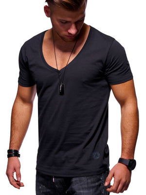 Dark Grey Soft Cotton Slim Fit T-Shirts for Men - O Neck Short Sleeve Tee Shirts
