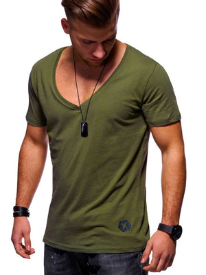Green Soft Cotton Slim Fit T-Shirts for Men - O Neck Short Sleeve Tee Shirts