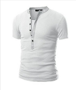 White Soft Cotton Slim Fit T-Shirts for Men - V Neck Short Sleeve Tee Shirts