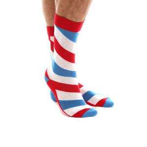 Celino Socks Extremely Soft Imported Turkish White Blue Red Stripe for Men