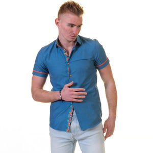Short Sleeve Button up Shirts for Men - Tailored Slim Fit Cotton Dress Shirts