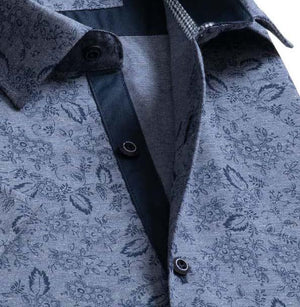 Blue Pastel Short Sleeve Button up Shirts for Men - Tailored Slim Fit Cotton Dress Shirts