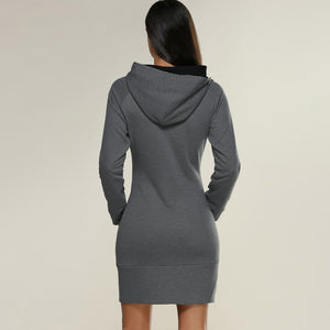 Celino Women's Gray Long Sleeve Round Collar Hoodie T-Shirt Sweater