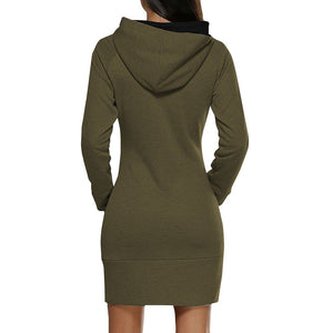 Celino Women's Green Long Sleeve Round Collar Hoodie T-Shirt Sweater