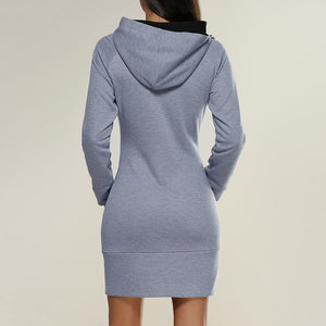 Celino Women's Light Gray Long Sleeve Round Collar Hoodie T-Shirt Sweater