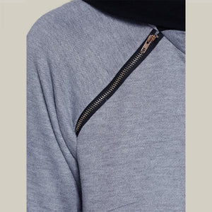 Celino Women's Light Gray Long Sleeve Round Collar Hoodie T-Shirt Sweater